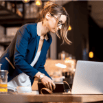 Woman looking on her laptop